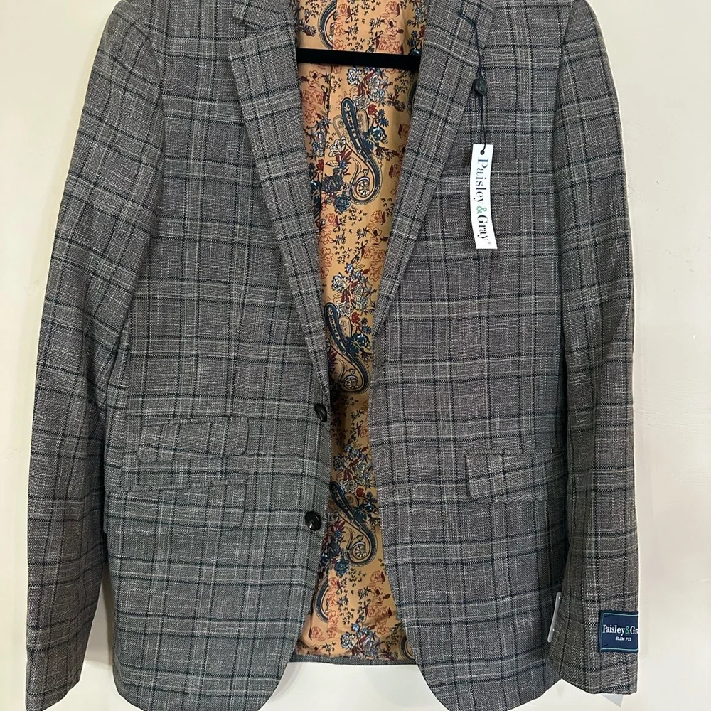 Paisley‎ &Gray Men's Gray Plaid Blazer - Picture 2 of 5